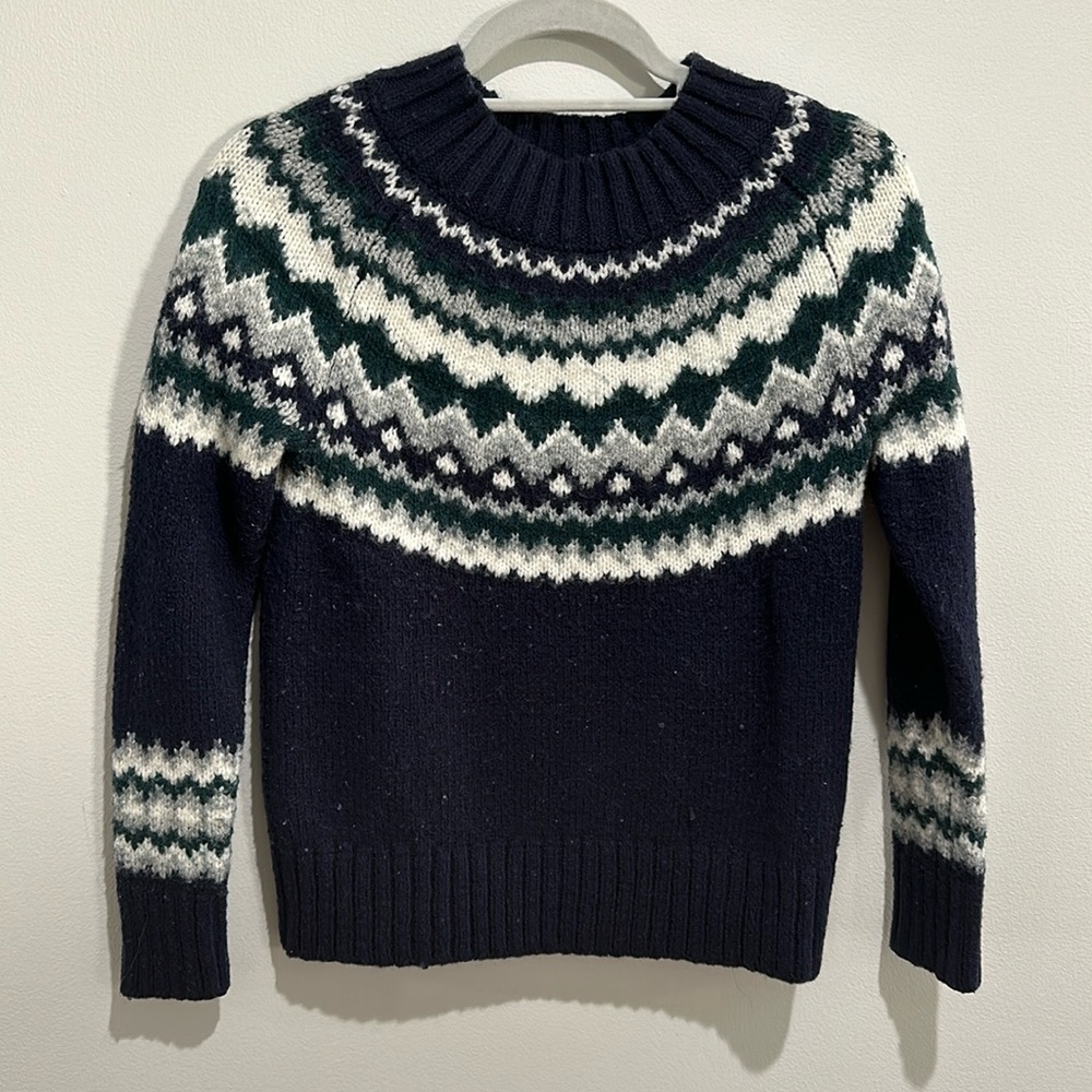 Banana Republic Women's Navy and Green Sweater - Size XS